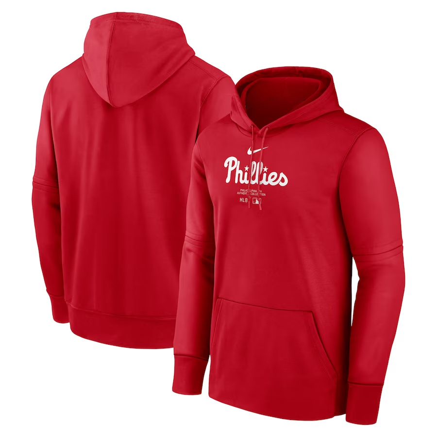 Men's Philadelphia Phillies Red Collection Practice Performance Pullover Hoodie
